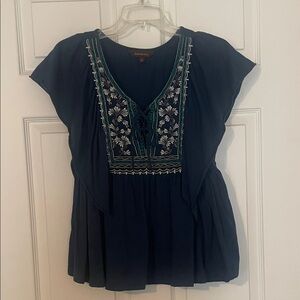 Ranna Gill from Anthropology Navy Embroidered Blouse